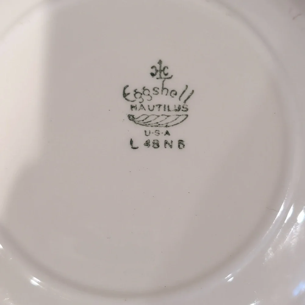 4 Vintage Homer Laughlin Eggshell Nautilus Ferndale China Rimmed Soup Bowl 8.25